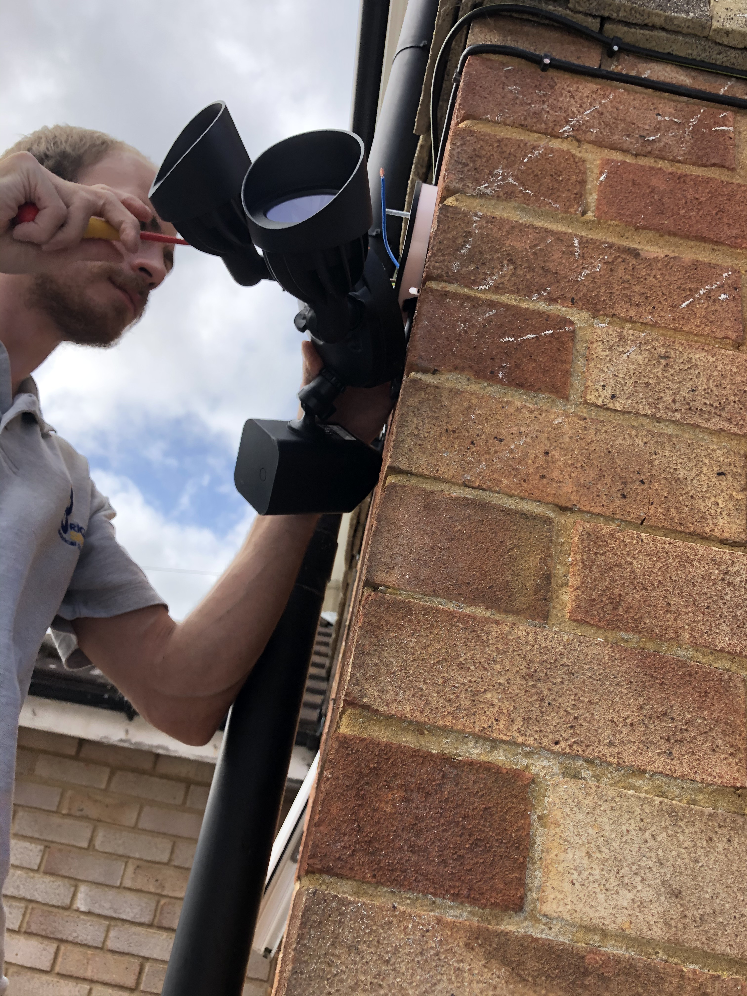 Phillip installing an Exteriior Security Light & Camera